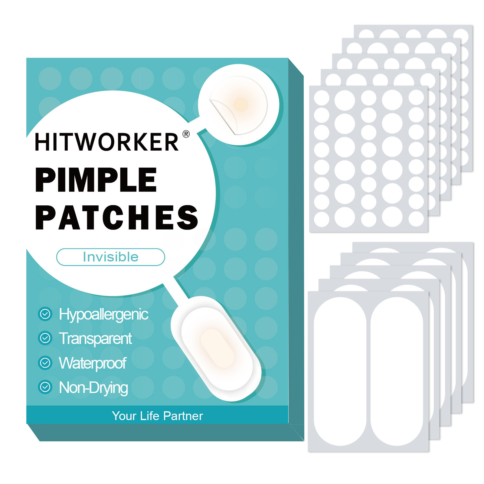 Face Oil - 195pcs transparent round/oval 2 sizes -